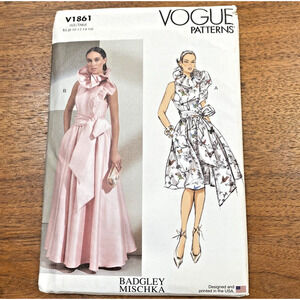 Vogue Sewing Pattern V1861 Special Occasion Dress & Sash sz 8-16 Badgley Mischka